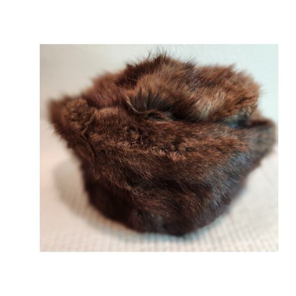 Vintage Soviet Russian Fur Hat Ushanka‎ Leningrad Military Brown Mink Muskrat - Picture 1 of 5